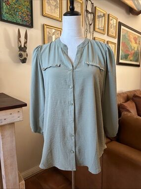 Misia Sage Green Button-Down Blouse